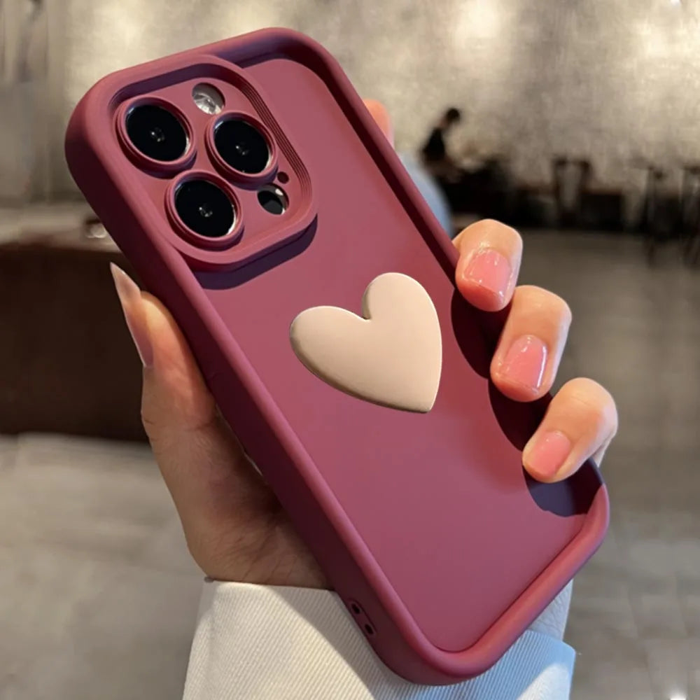 Cute 3D Love Heart Silicone Case