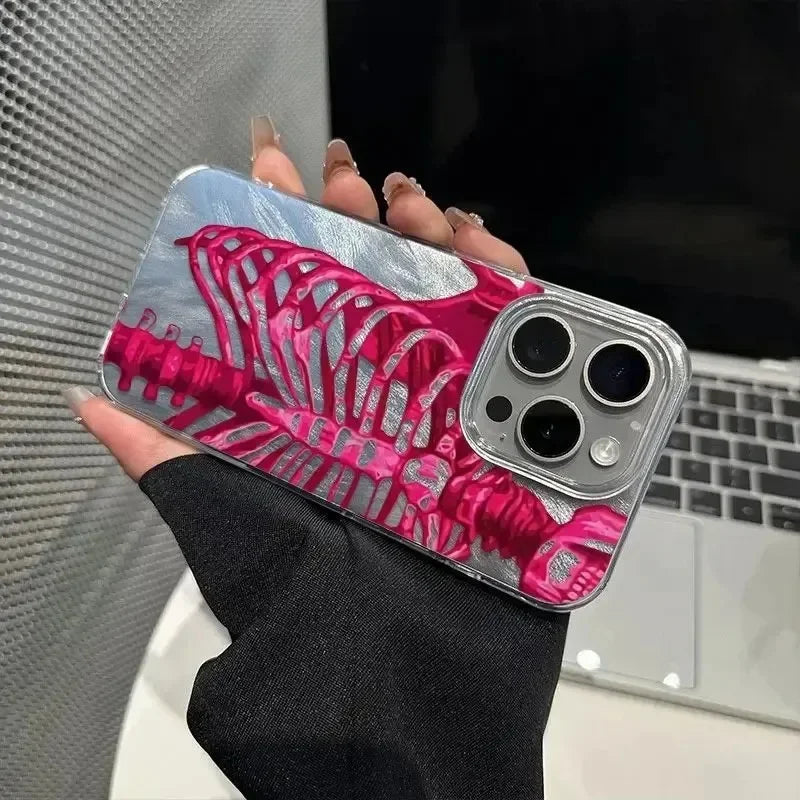 Pink Skull Feather Hard Case