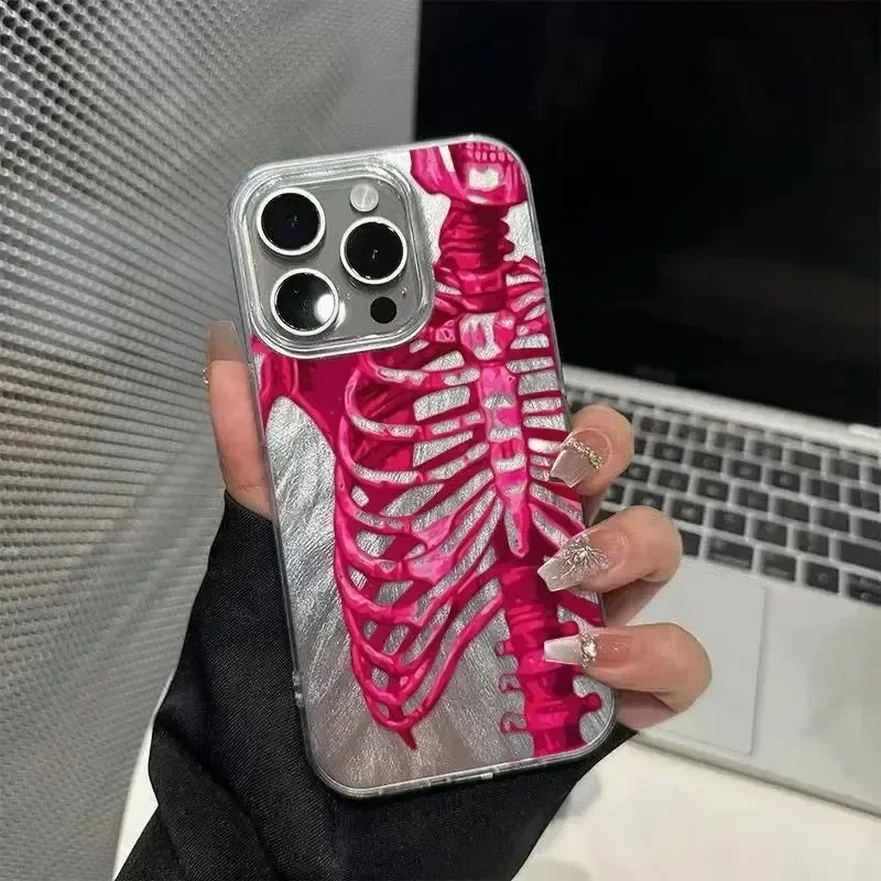 Pink Skull Feather Hard Case