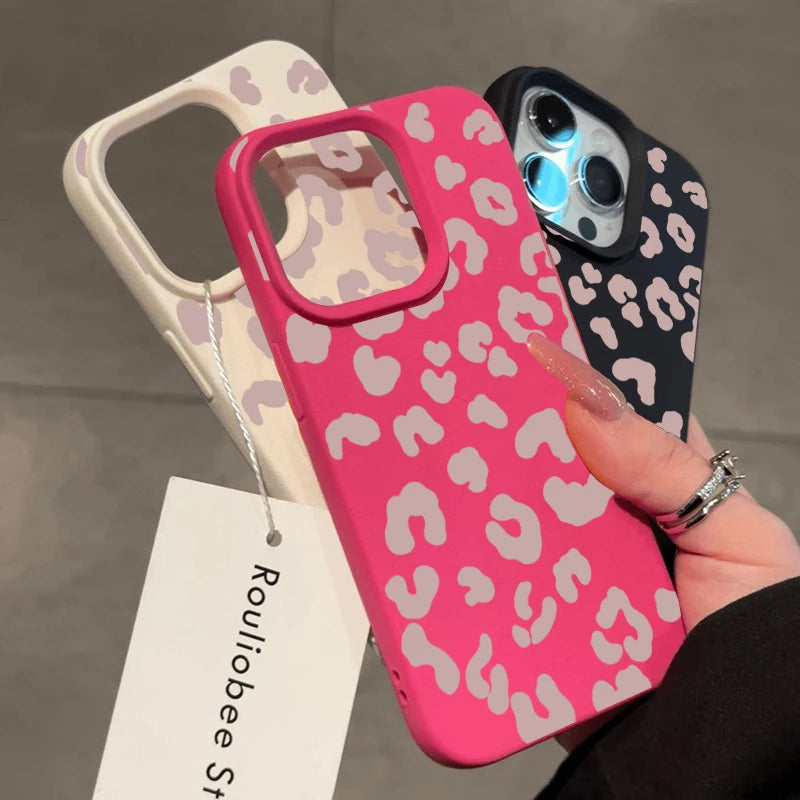 Pink Leopard Print Silicone Cover