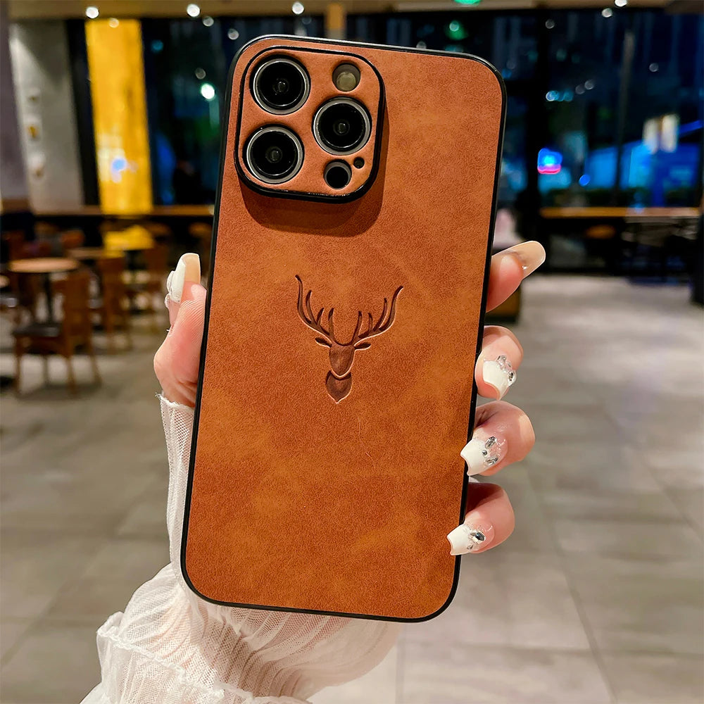Embossed Deer PU Leather Case