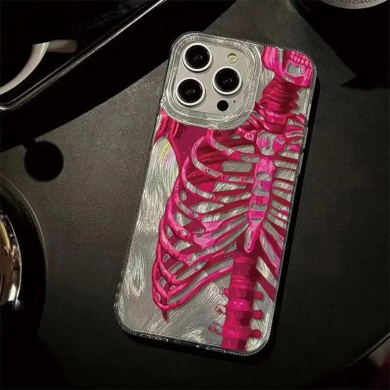 Pink Skull Feather Hard Case