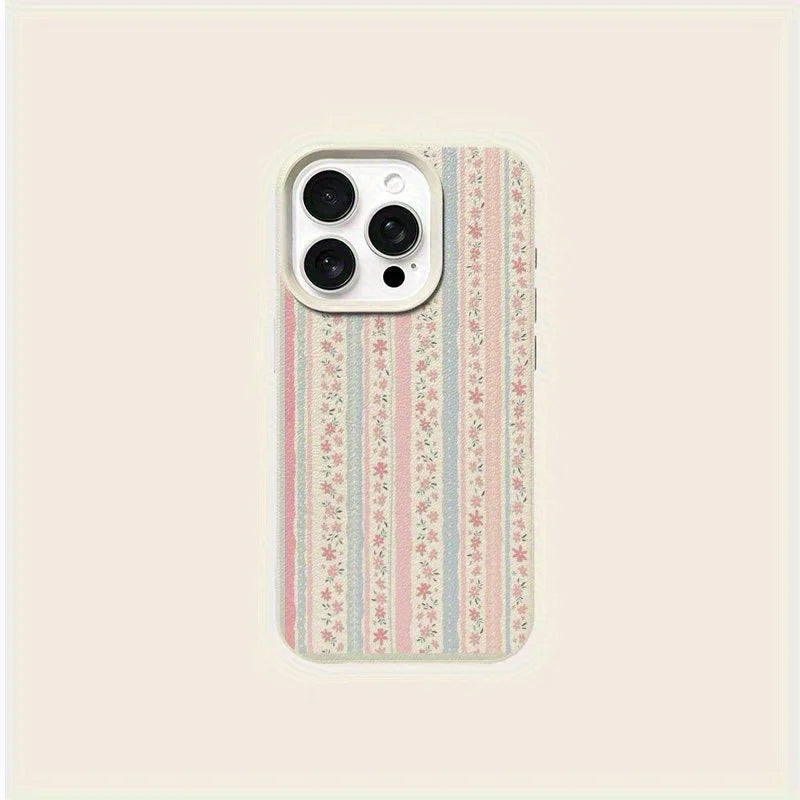 Pink & Blue Striped Flower Case