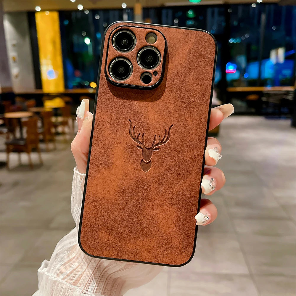 Embossed Deer PU Leather Case
