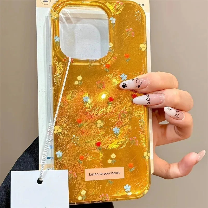 Indie Yellow Tulip Floral Clear Case