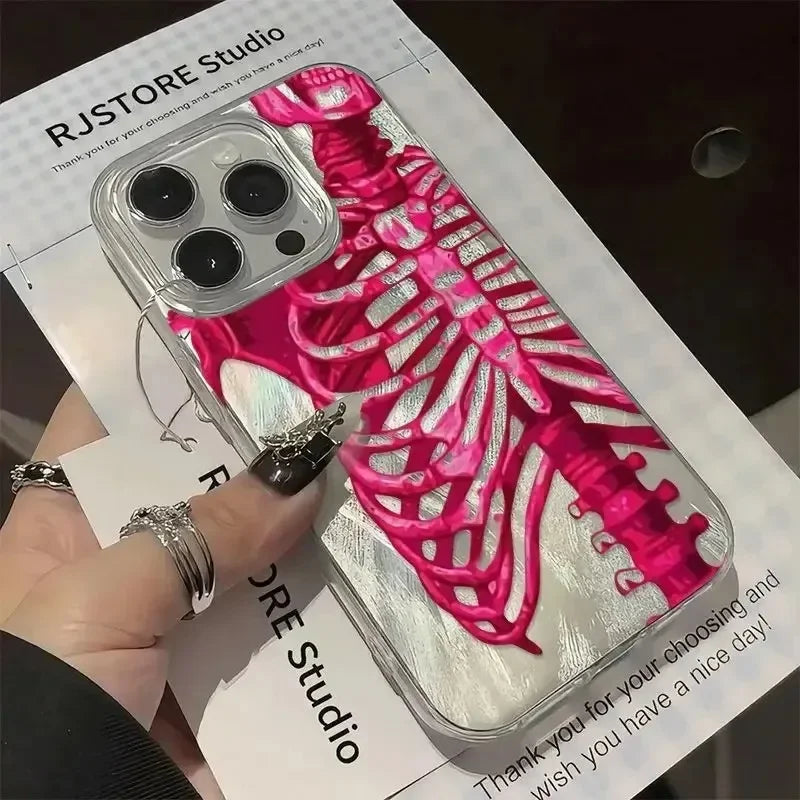 Pink Skull Feather Hard Case