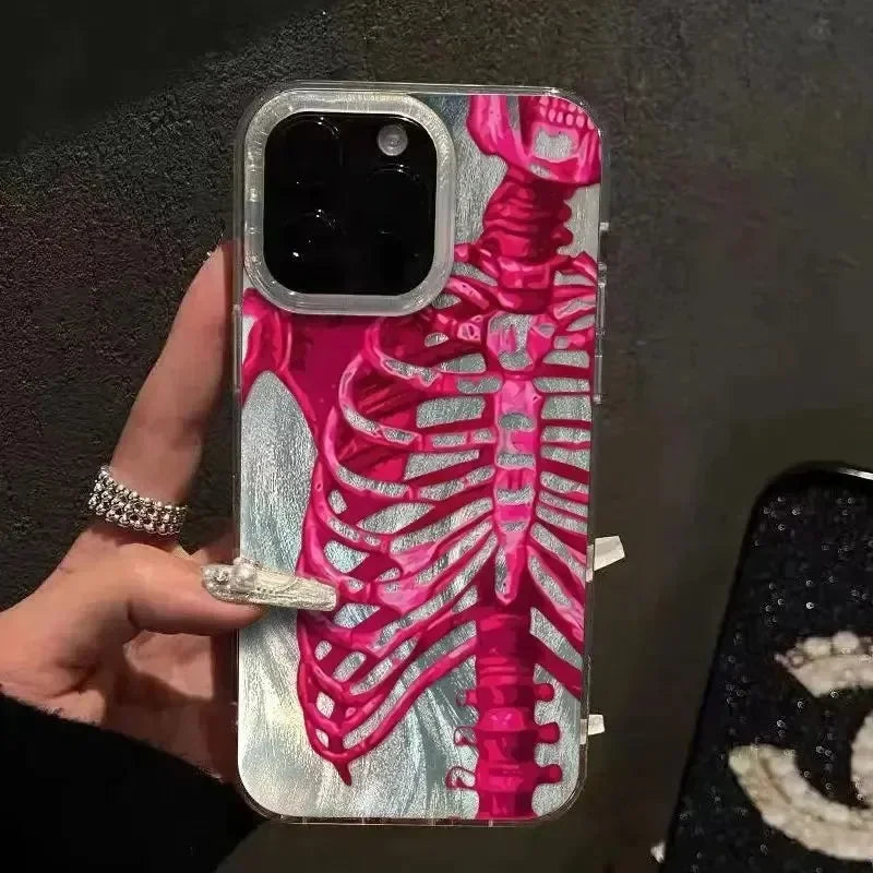Pink Skull Feather Hard Case